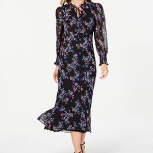 Calvin Klein Dark Floral Chiffon Dress, bl…